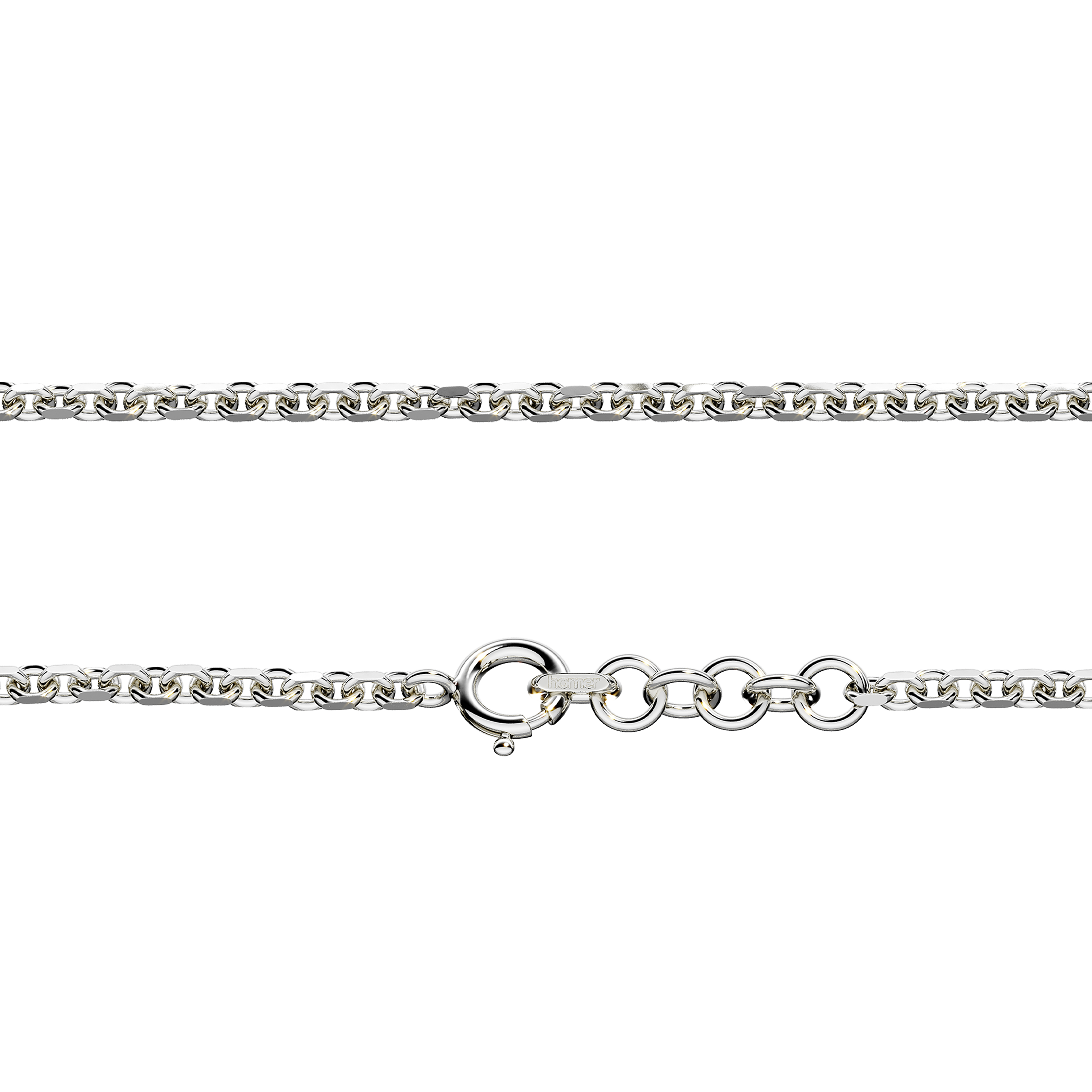 A detail of Diamond Cut Trace Chain S in Silver